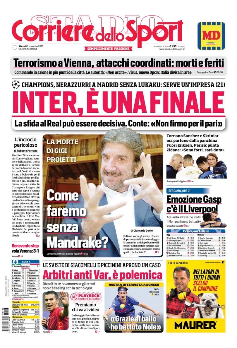 «Милан», с Иброй ты сможешь». Заголовки Gazzetta, TuttoSport и Corriere за 3 ноября